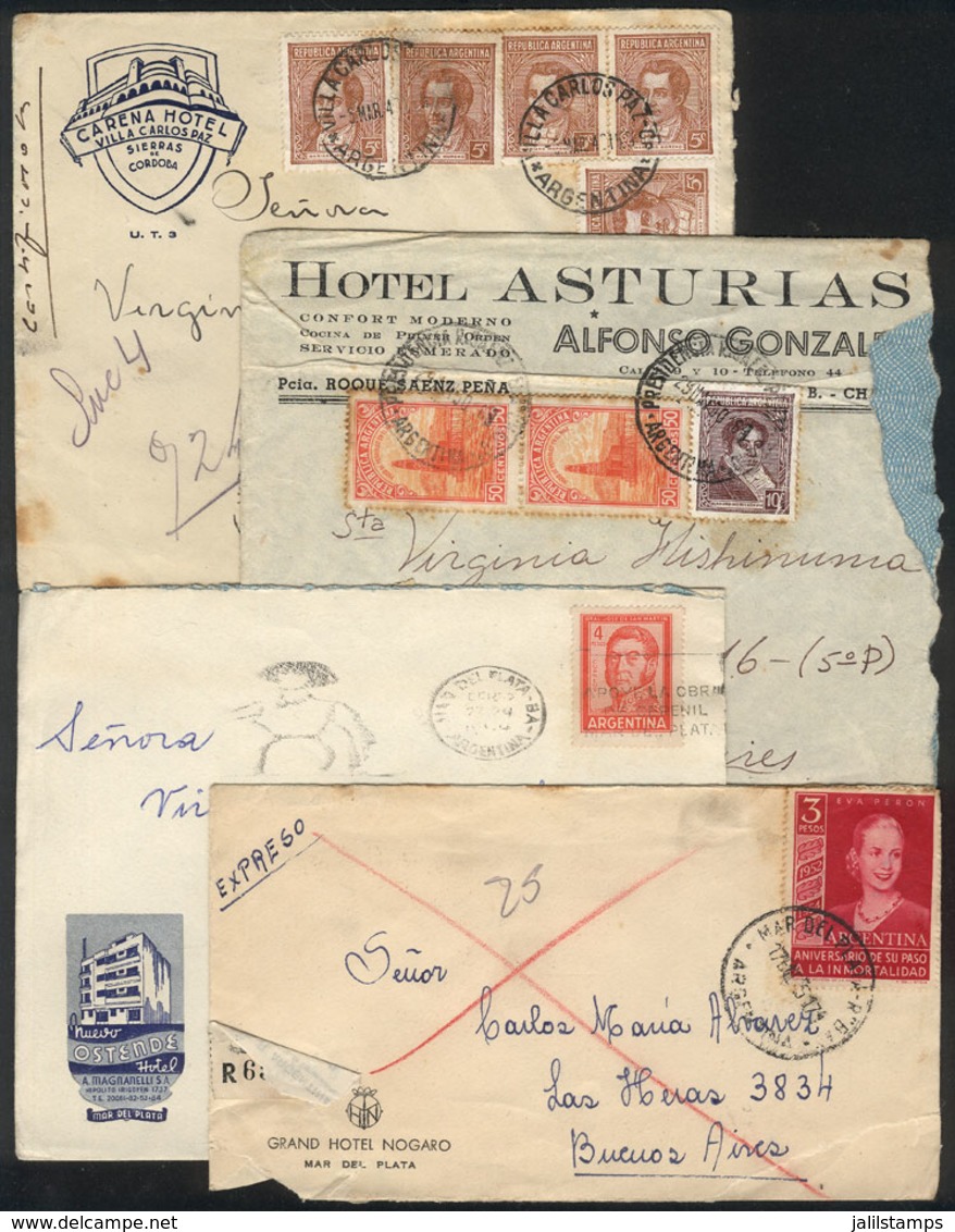 ARGENTINA: 4 Envelopes Of HOTELS Used Between 1840 And 1955, 2 With Defects And 2 Of Fine To VF Quality! - Vorphilatelie