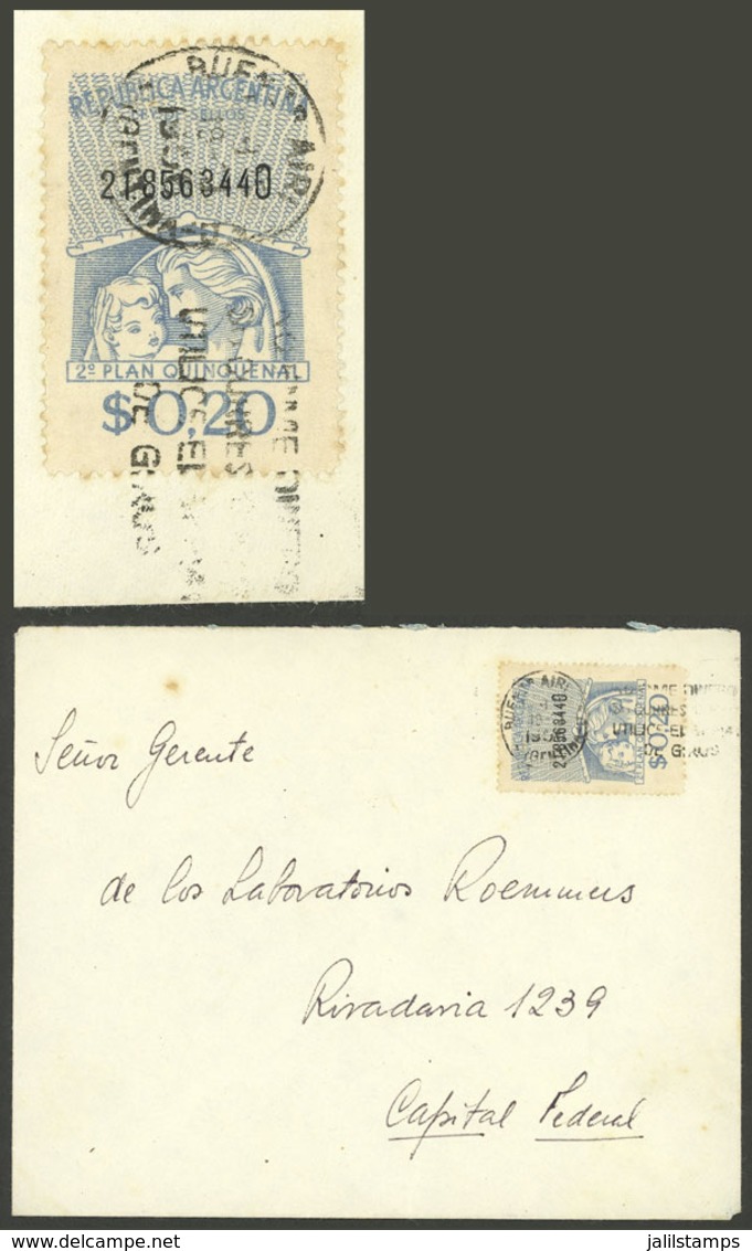 ARGENTINA: Circa 1950, Cover Used In Buenos Aires Franked With REVENUE STAMP Of 20c., WITHOUT Dues, VF, Rare! - Vorphilatelie