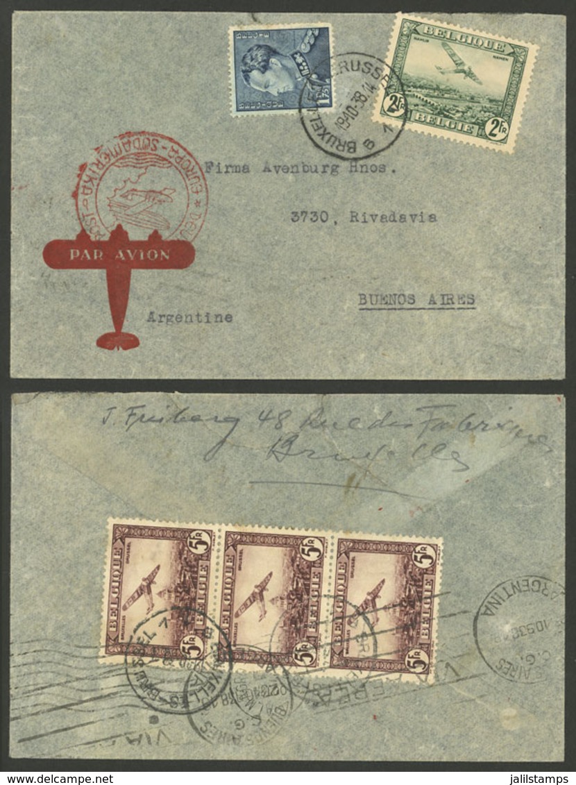 BELGIUM: 19/OC/1938 Bruxelles - Argentina, Airmail Cover Flown By German DLH Franked With 18.75Fr., With Buenos Aires Ar - Briefe U. Dokumente