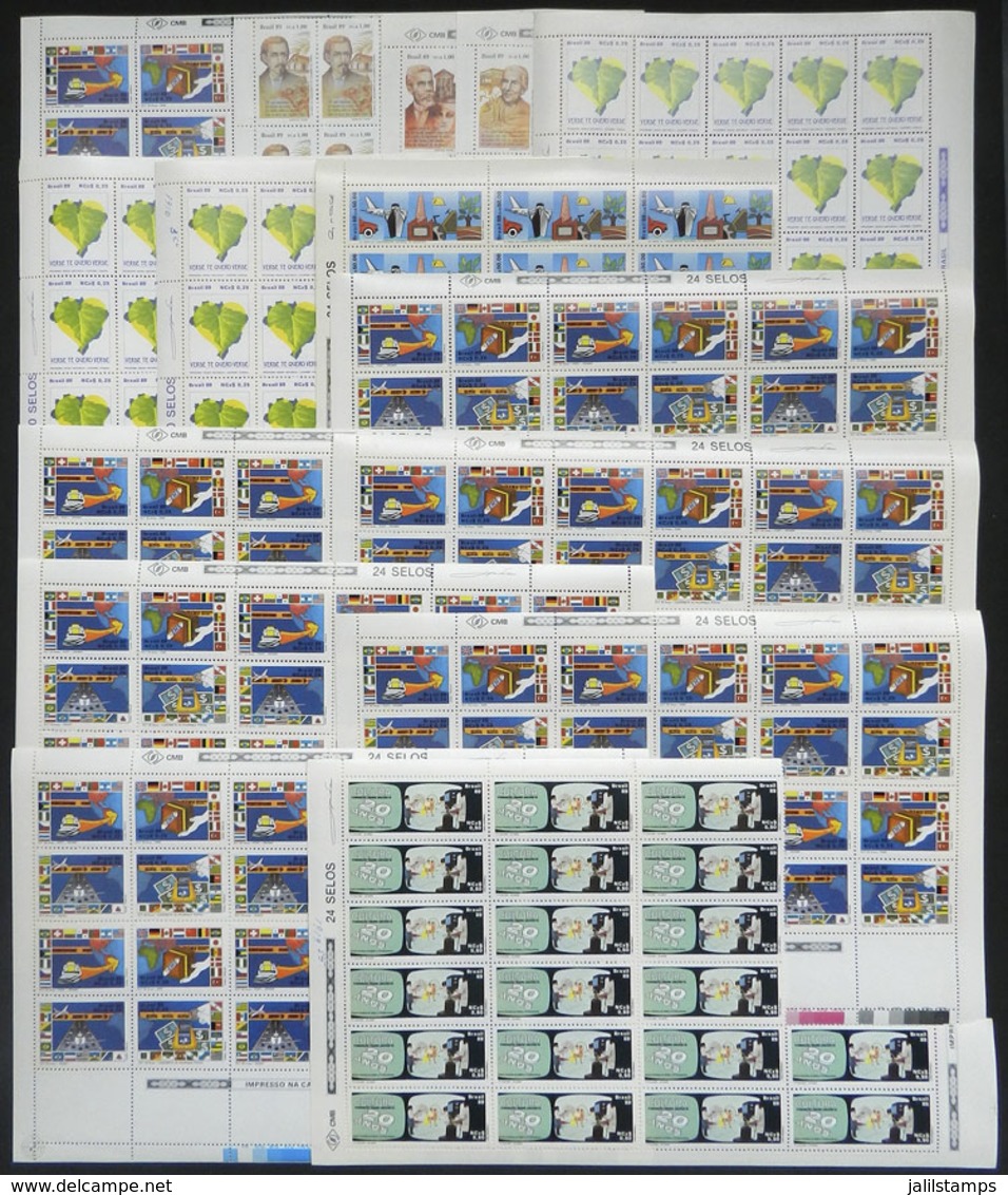 BRAZIL: Lot Of Stamps And Complete Sets In Sheets Or Large Blocks, Issued Between 1988 And 1989, All MNH And Of Excellen - Lots & Serien