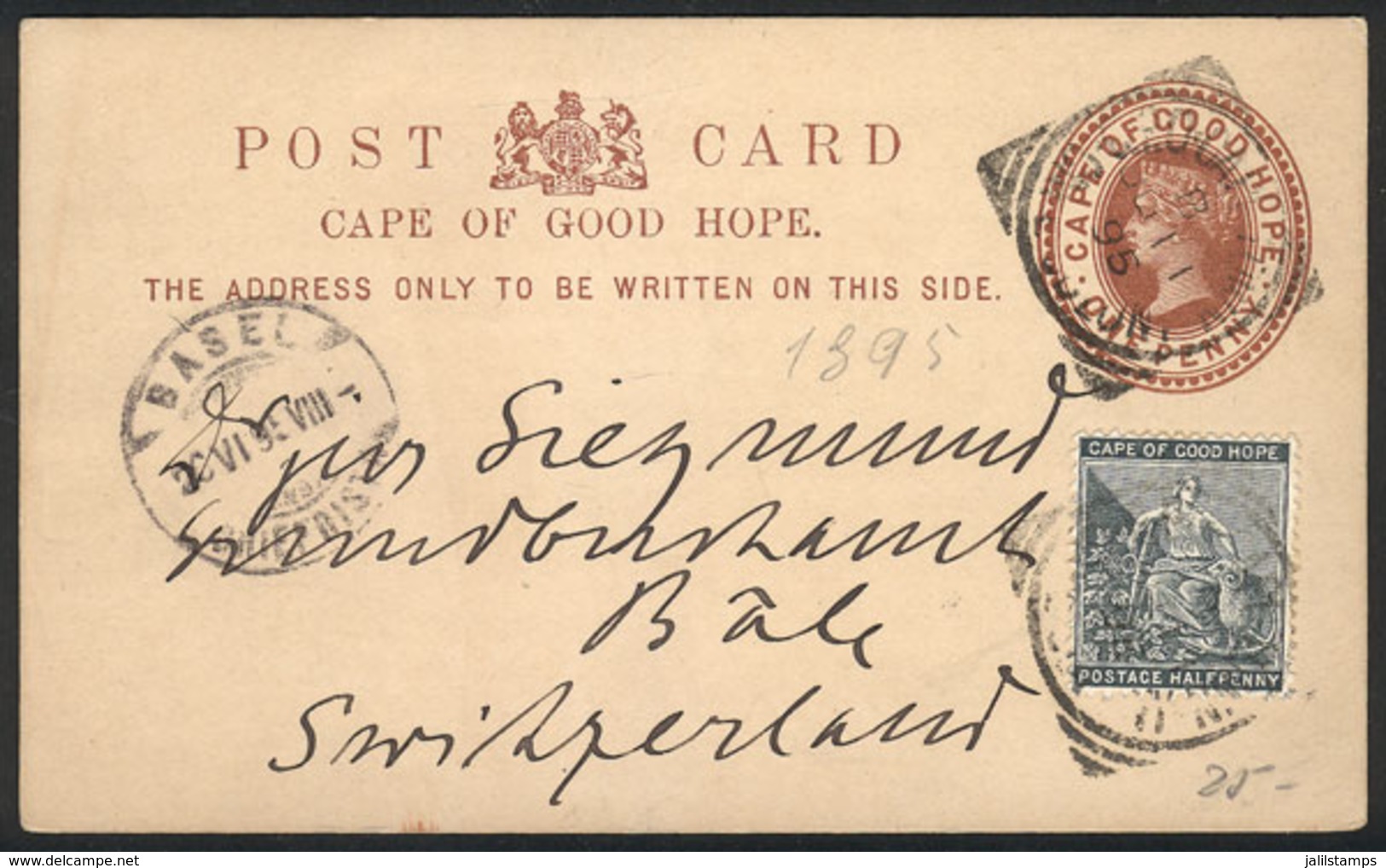 CAPE OF GOOD HOPE: 1p. Postal Card Uprated With ½p. (total Postage 1½p.), Sent From Capetown To Switzerland On 11/JUL/18 - Sonstige & Ohne Zuordnung