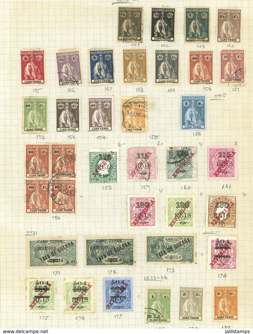 CAPE VERDE: Balance Of An Old Collection On 3 Pages, Including Good Values, There Are Interesting Cancels, And The Catal - Kapverdische Inseln