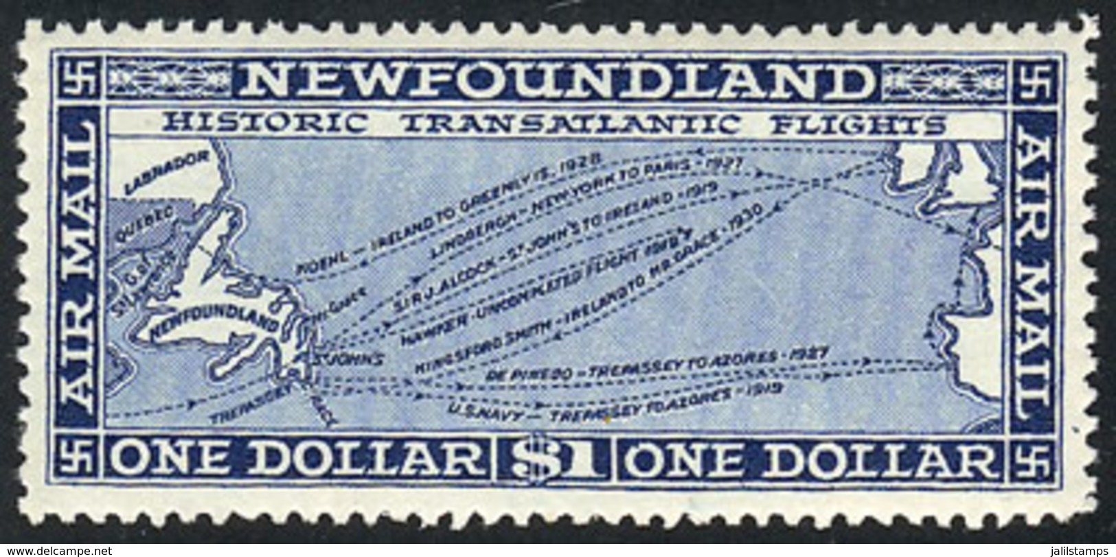 CANADA - NEWFOUNDLAND: Sc.C8, 1931 1$ Blue, Mint With Small Hinge Remnant, VF Quality, Catalog Value US$70. - 1908-1947