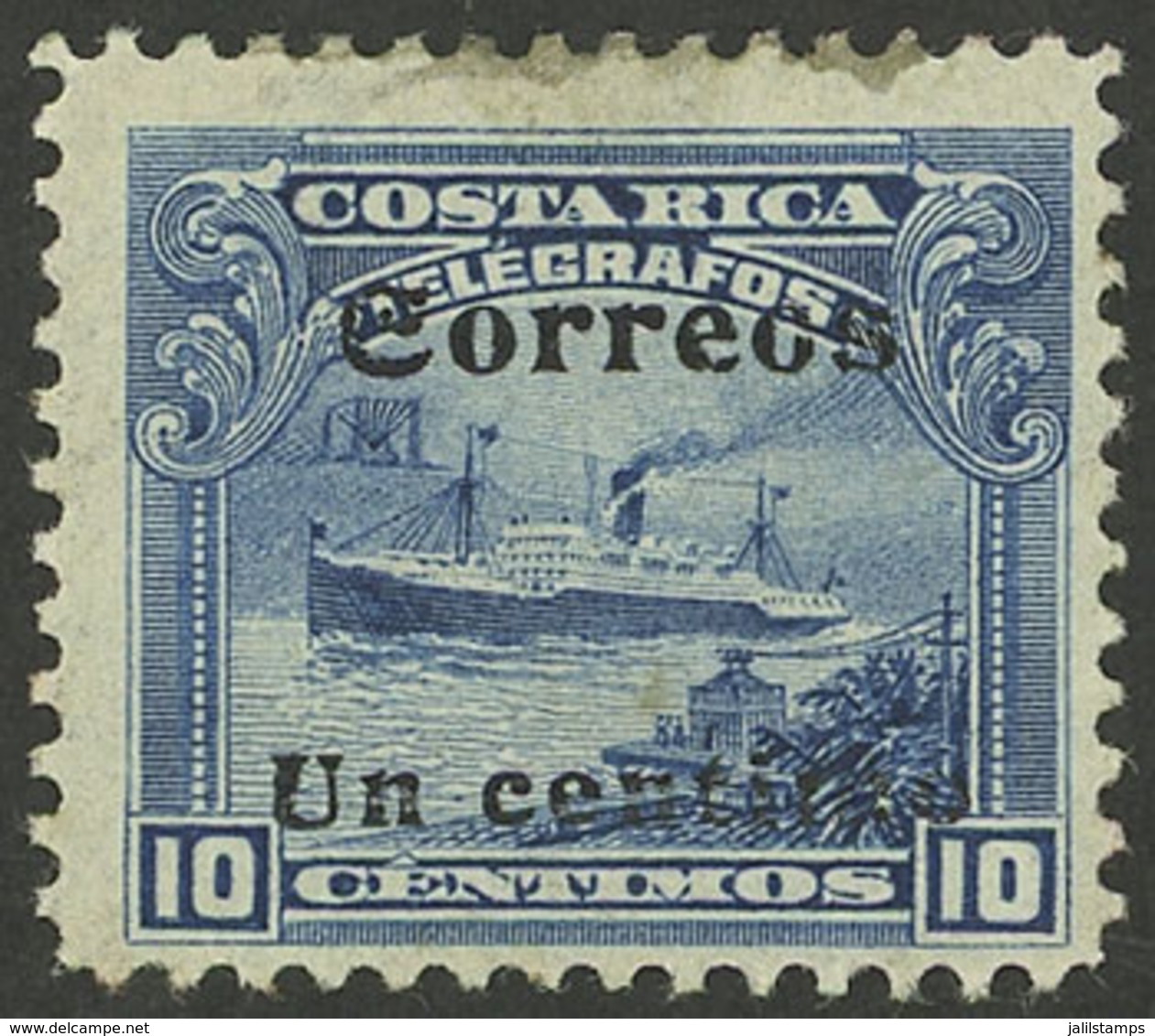 COSTA RICA: Sc.87, 1911 1c. On 10c. With BLACK Overprint, Mint Original Gum, Good Example, Rare! - Costa Rica