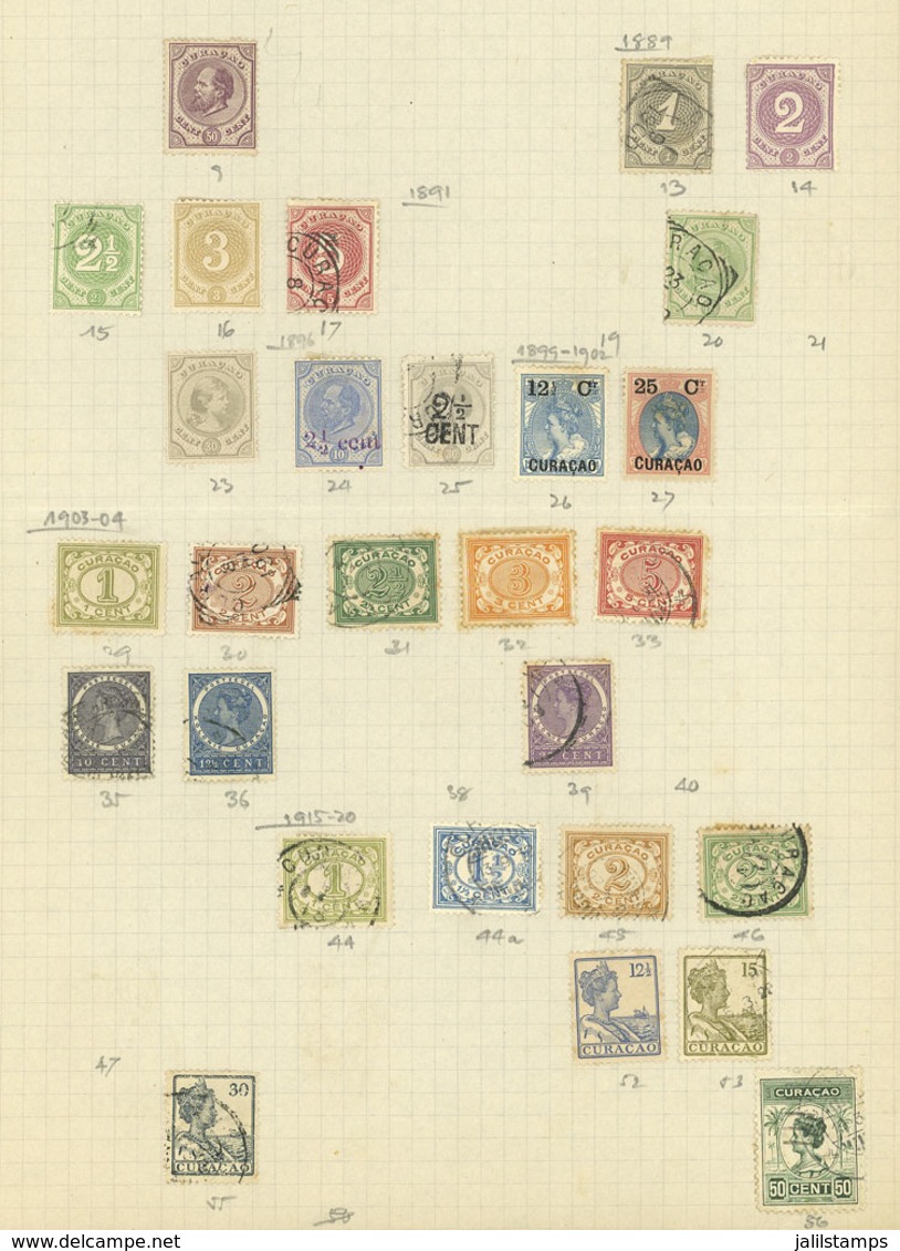 CURACAO: Old Collection On 6 Pages, Including Good Values, There Are Interesting Cancels, And The Catalog Value Is Possi - Niederländische Antillen, Curaçao, Aruba