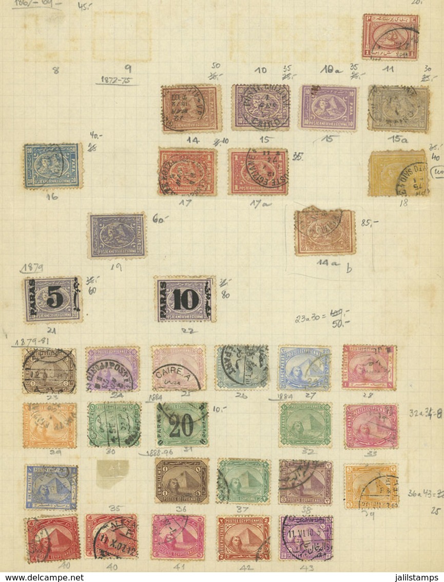 EGYPT: Old Collection On 7 Pages, Including Good Values, There Are Interesting Cancels, And The Catalog Value Is Possibl - Sonstige & Ohne Zuordnung