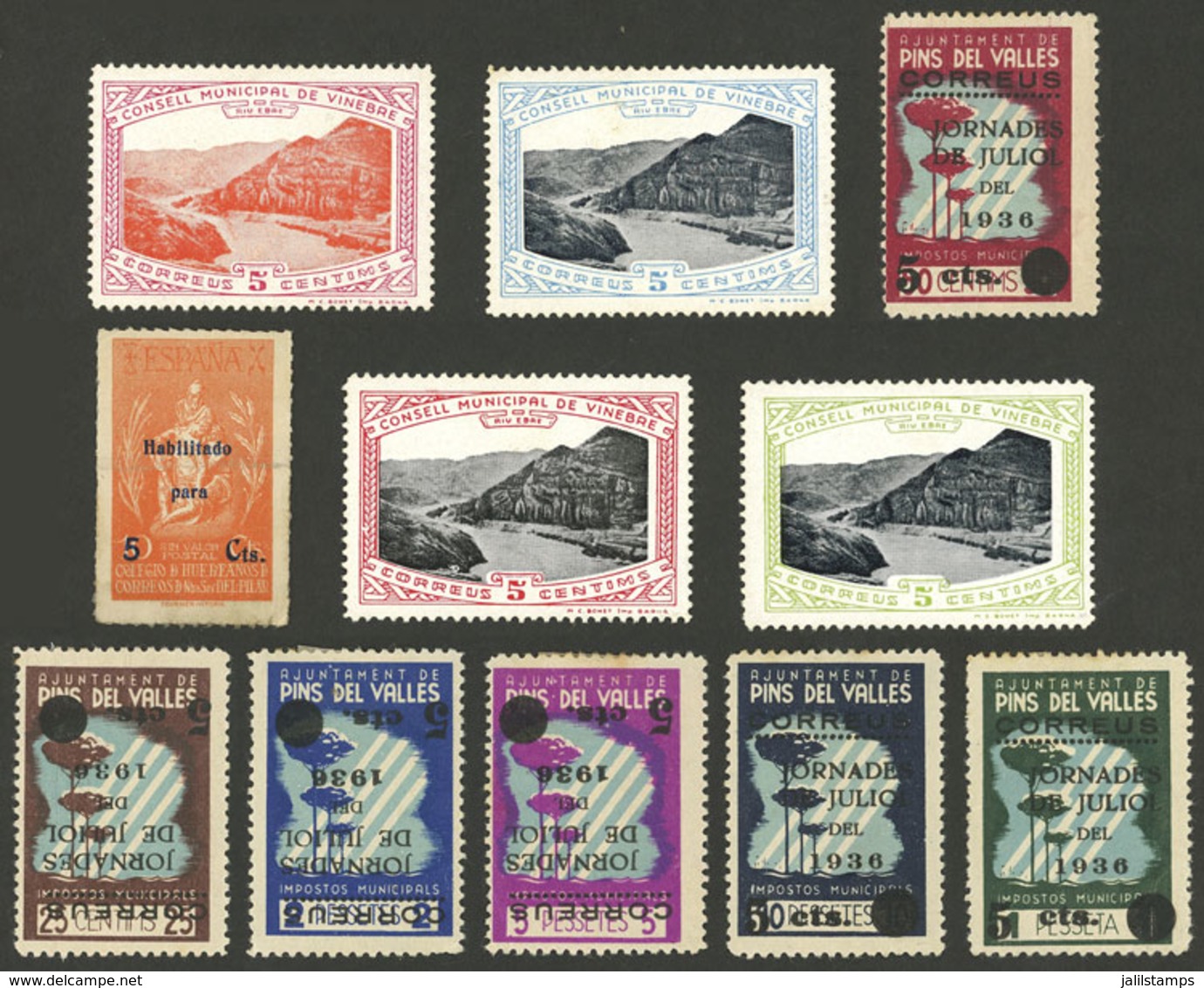 SPAIN: Small Group Of Very Attractive Stamps, Most Of Fine Quality. Three Of Them With Inverted Overprints, Very Good Lo - Otros & Sin Clasificación