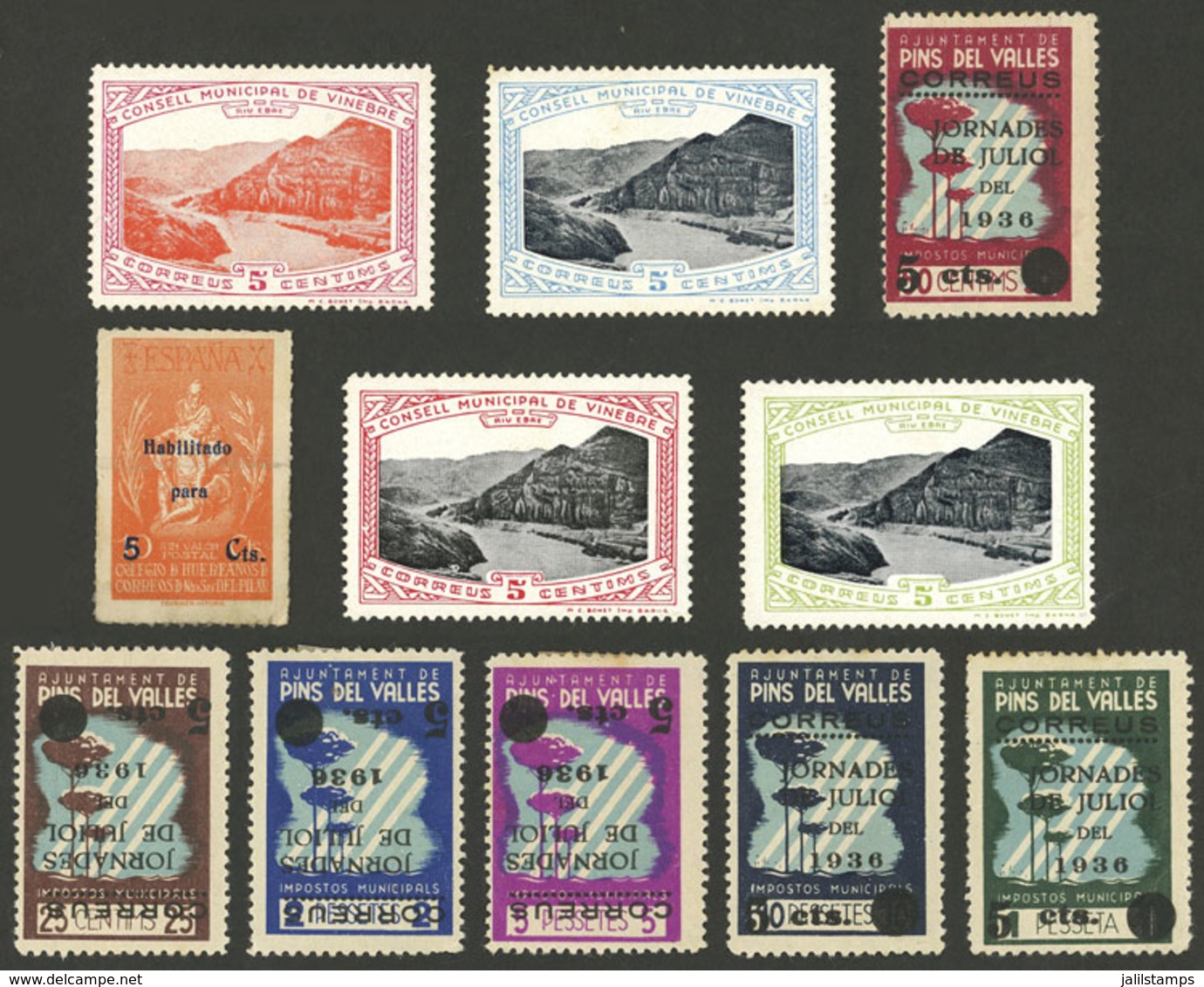 SPAIN: Small Group Of Very Attractive Stamps, Most Of Fine Quality. Three Of Them With Inverted Overprints, Very Good Lo - Sonstige & Ohne Zuordnung