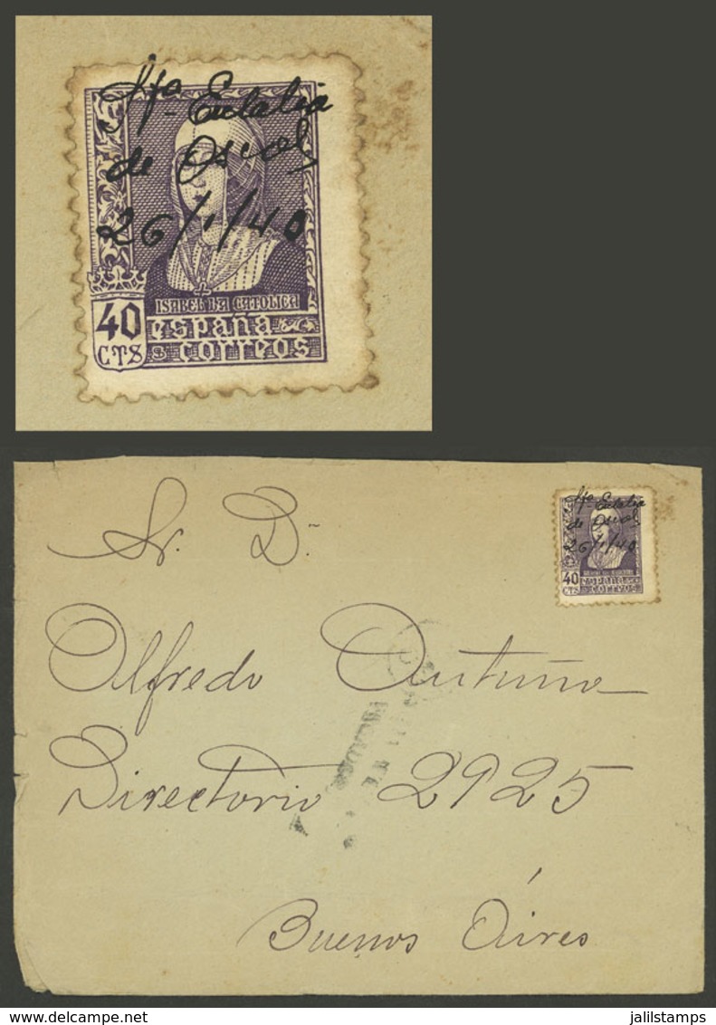 SPAIN: 26/JA/1940 Santa Eulalia De Oscos - Argentina, Cover Franked With 40c. With Attractive Pen Cancel, Interesting! - Briefe U. Dokumente