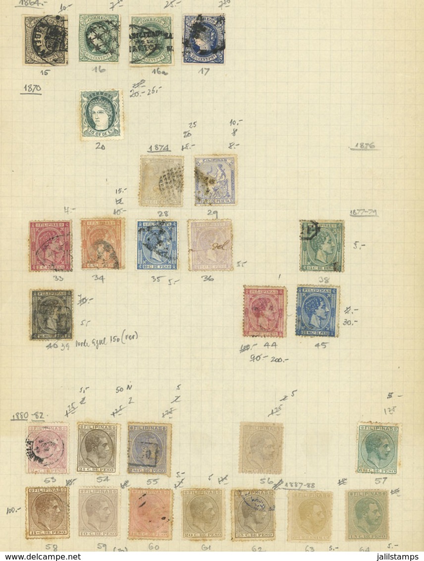 PHILIPPINES: Old Collection On 9 Pages, Including Good Values, There Are Interesting Cancels, And The Catalog Value Is P - Filipinas