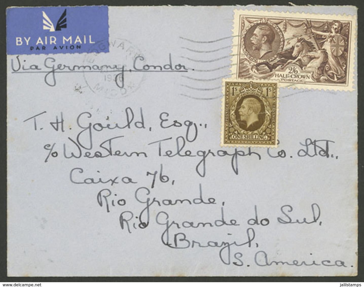 GREAT BRITAIN: 23/DE/1936 Edgware - Brazil, Airmail Cover Sent By German DLH, With Arrival Backstamp Of Porto Alegre 27/ - Brieven En Documenten