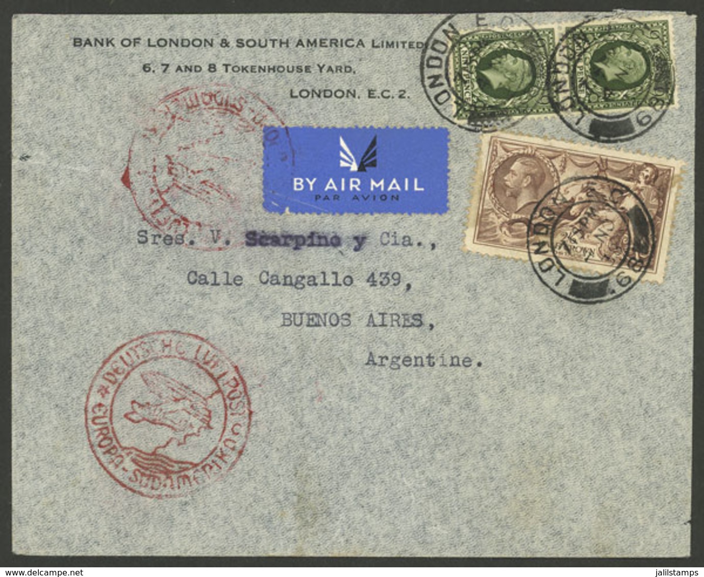GREAT BRITAIN: 4/NO/1938 London - Argentina, Airmail Cover Sent By German DLH, Very Nice! - Brieven En Documenten