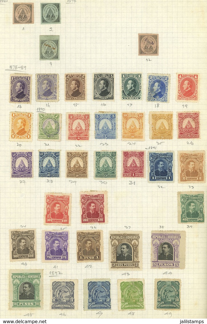HONDURAS: Old Collection On Pages, Including Good Values, There Are Interesting Cancels, And The Catalog Value Is Possib - Honduras