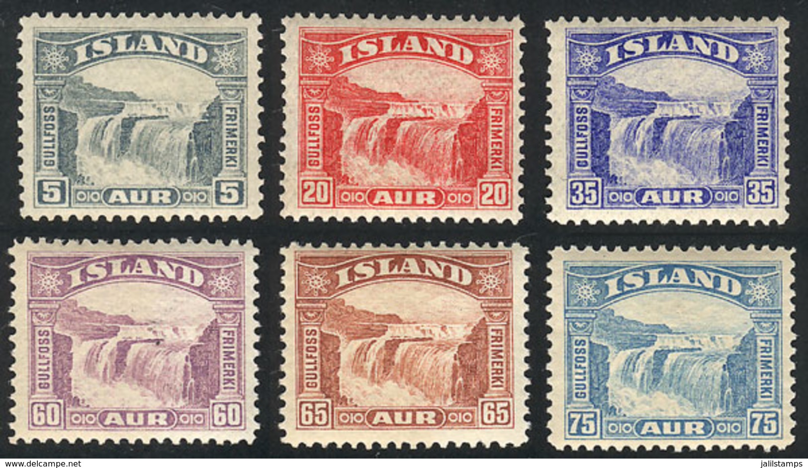 ICELAND: Sc.170/175, 1931/2 Gullfoss Waterfall, Cmpl. Set Of 6 Values, MNH, VF Quality, Catalog Value US$203 (for A Set  - Ungebraucht