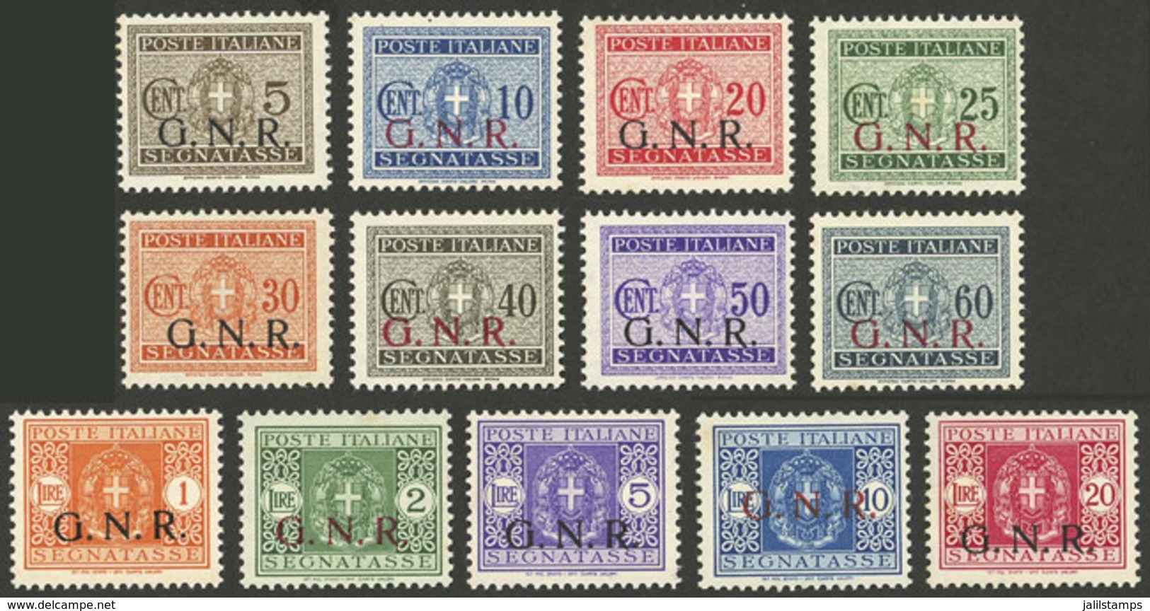 ITALY - ITALIAN SOCIAL REPUBLIC: Yvert 1/13, 1944 Complete Set Of 13 Values MNH (but Some With Stain Spots On Gum), Seve - Ohne Zuordnung