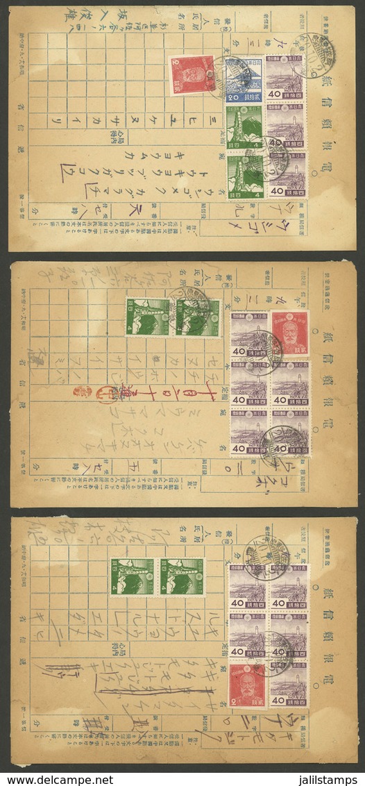 JAPAN: 3 Interesting Postal Forms Of Years 1929/30, With Attractive Stamps And Markings, Small Defects (mainly Adherence - Briefe U. Dokumente