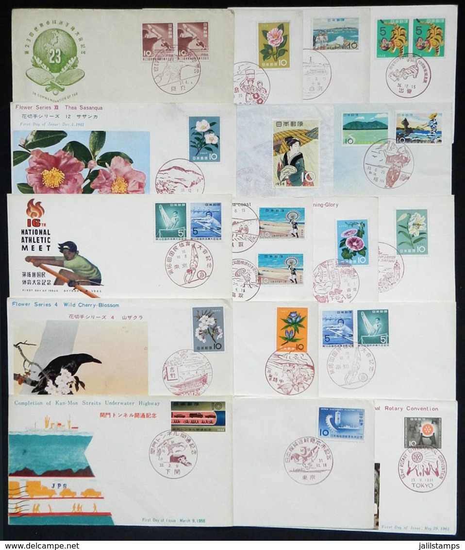 JAPAN: 17 FDC Covers Of 1950/60s, VF General Quality, Very Thematic! - Collections, Lots & Séries