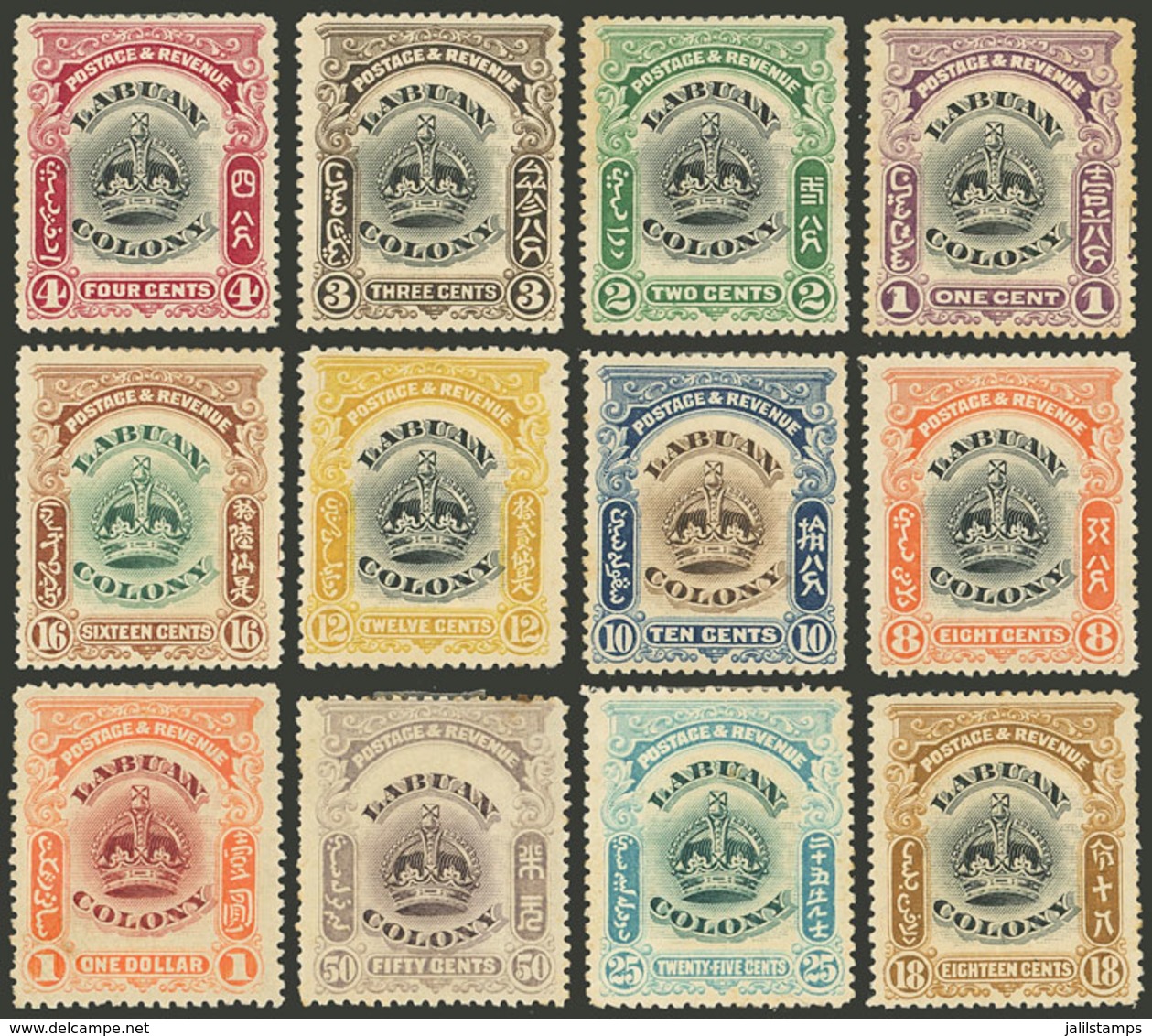 LABUAN: Sc.99A/109, 1902 Crown, Cmpl. Set Of 12 Values Mint Original Gum, One With The Gum Lightly Toned, Most Of Fine Q - Sonstige & Ohne Zuordnung