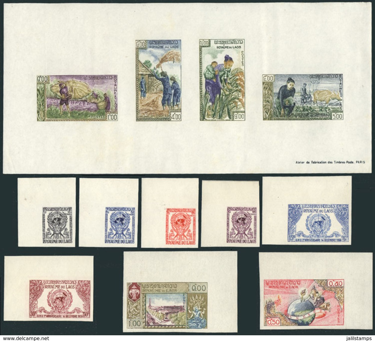 LAOS: Lot Of IMPERFORATE Stamps And Sets, Including Some PROOFS, And Few Stamps Of French Equatorial Africa. Most Unmoun - Laos