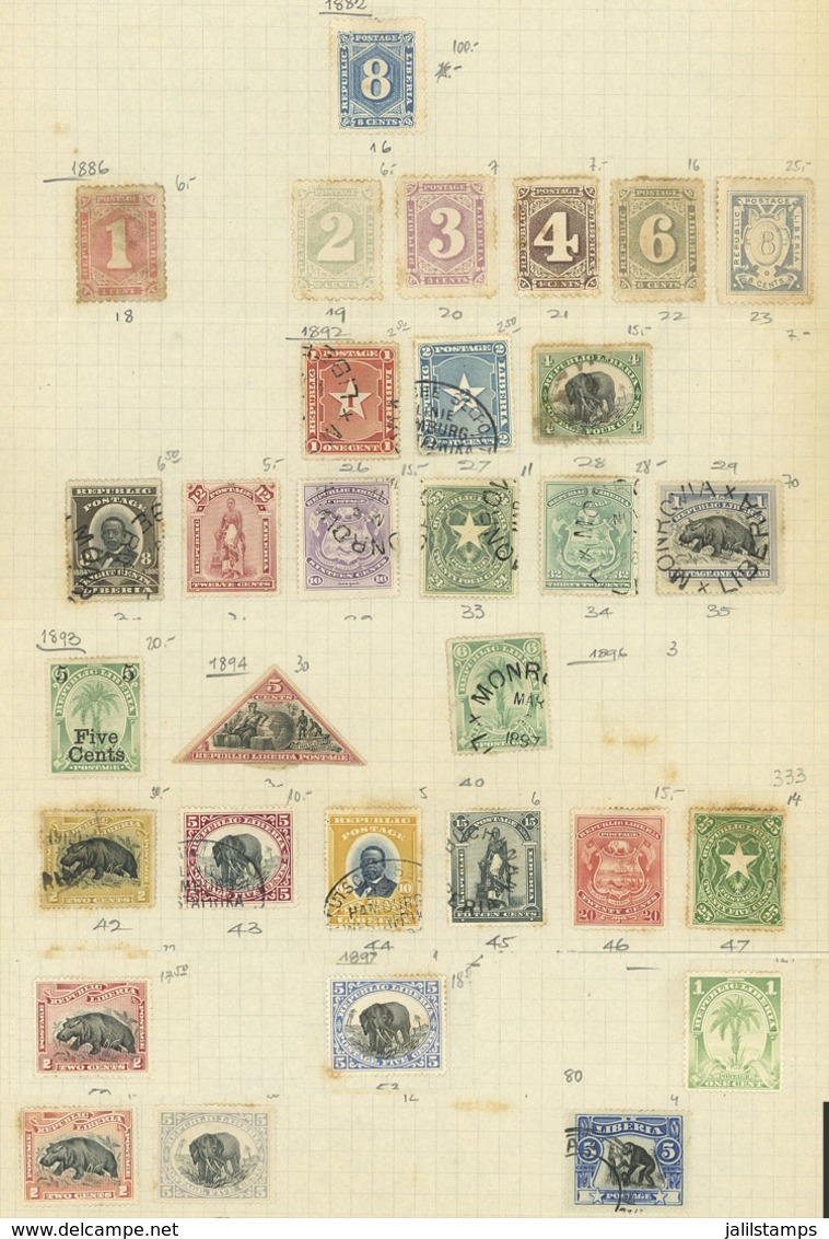 LIBERIA: Old Collection On 11 Pages, Including Good Values, There Are Interesting Cancels, And The Catalog Value Is Poss - Liberia