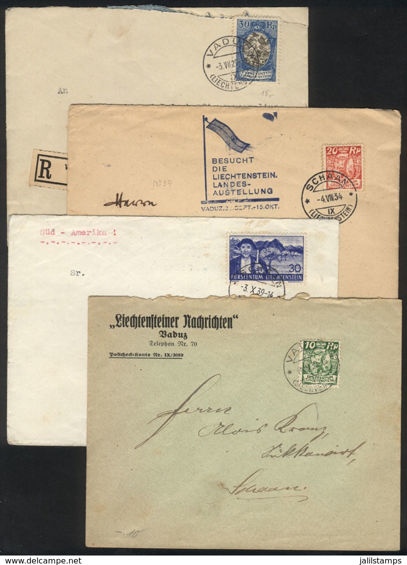 LIECHTENSTEIN: 4 Covers Used Between 1929 And 1939, Nice Postages, Scott Catalog Value US$110. - Briefe U. Dokumente