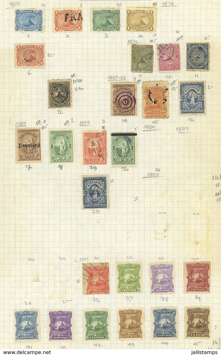 EL SALVADOR: Old Collection On Pages, Including Good Values, There Are Interesting Cancels, And The Catalog Value Is Pos - El Salvador