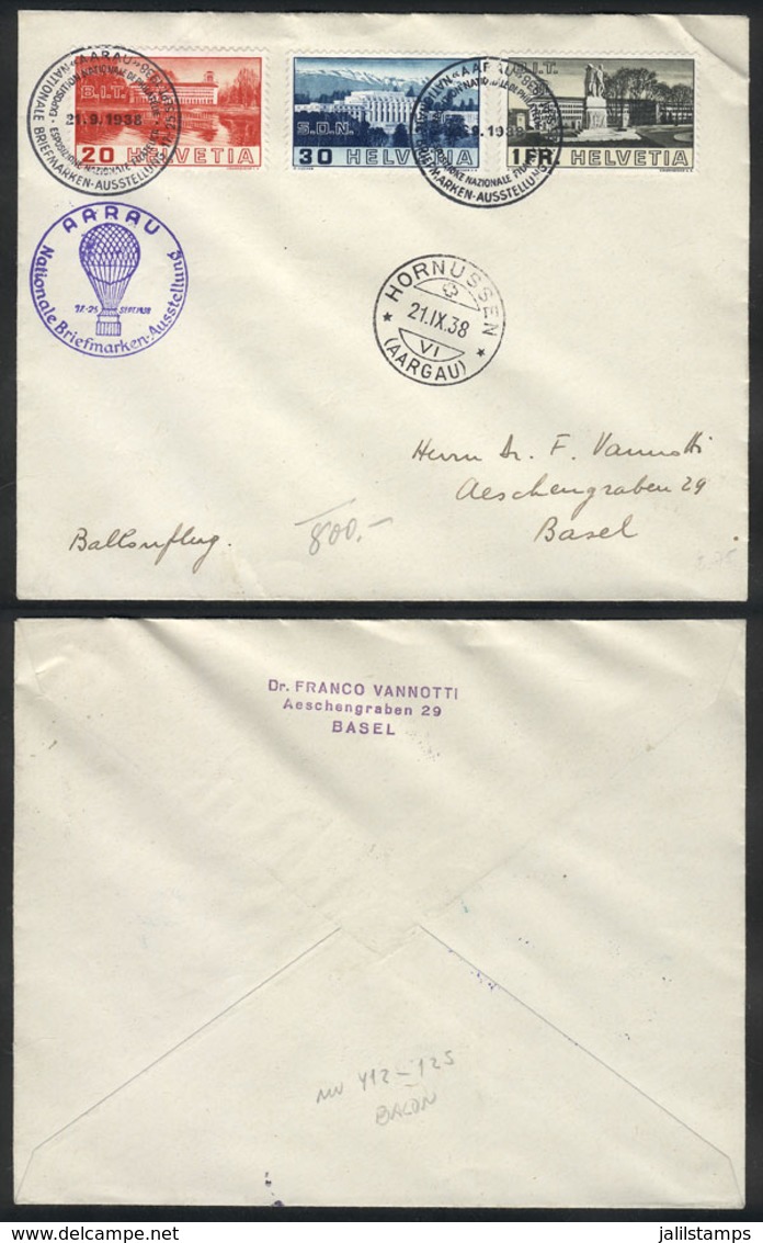 SWITZERLAND: 21/SE/1938 Cover With Marks Of Balloon Flight, VF Quality! - Briefe U. Dokumente