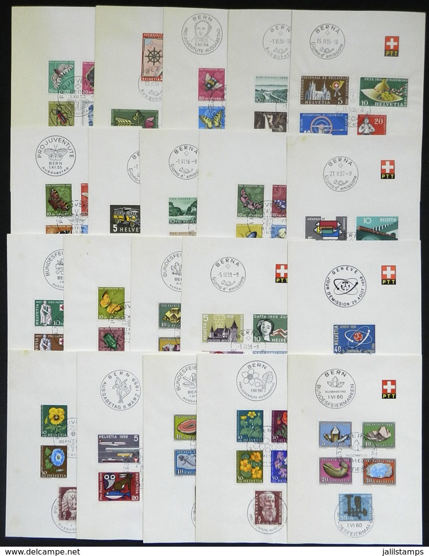 SWITZERLAND: 20 Sets Mounted On Leaflets Of Each Issue And With First Day Postmark, Most Of Fine Quality, Low Start! - Sammlungen