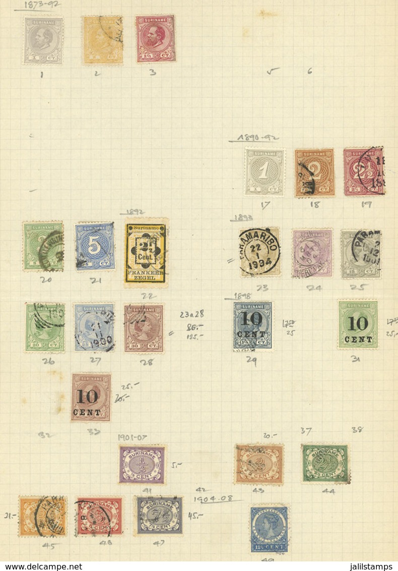 SURINAME: Old Collection On 4 Pages, Including Good Values, There Are Interesting Cancels, And The Catalog Value Is Poss - Suriname