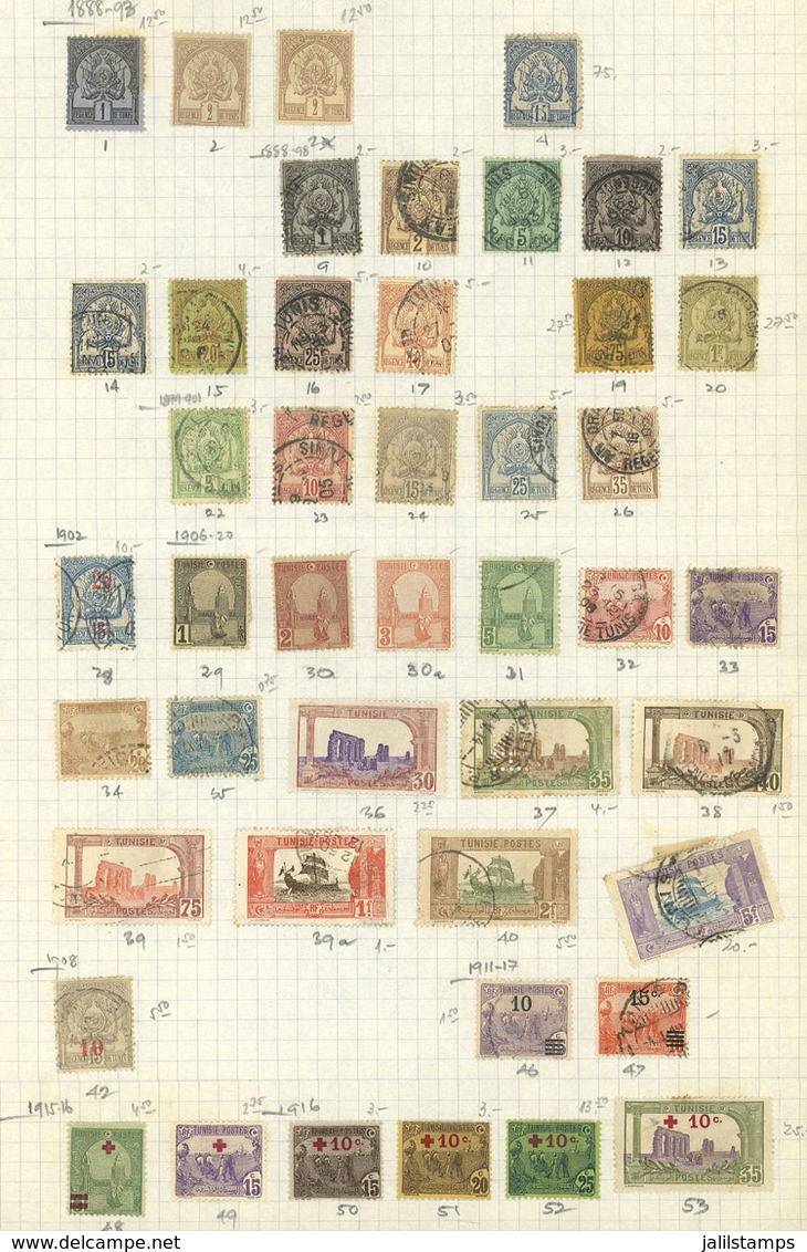 TUNISIA: Old Collection On 6 Pages, Including Good Values, There Are Interesting Cancels, And The Catalog Value Is Possi - Tunesien (1956-...)