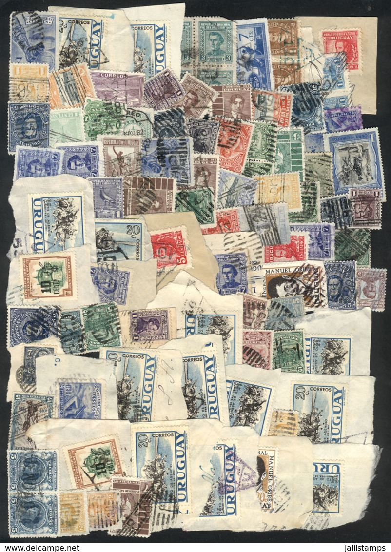 URUGUAY: Large Number Of Used Stamps (on Fragments Or Singles) With Very Interesting Cancels, VF Opportunity For The Spe - Uruguay