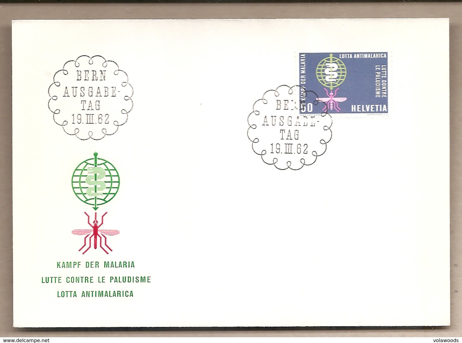 Svizzera - Busta FDC Con Annullo Speciale: Lotta Contro La Malaria - 1962 - Malattie