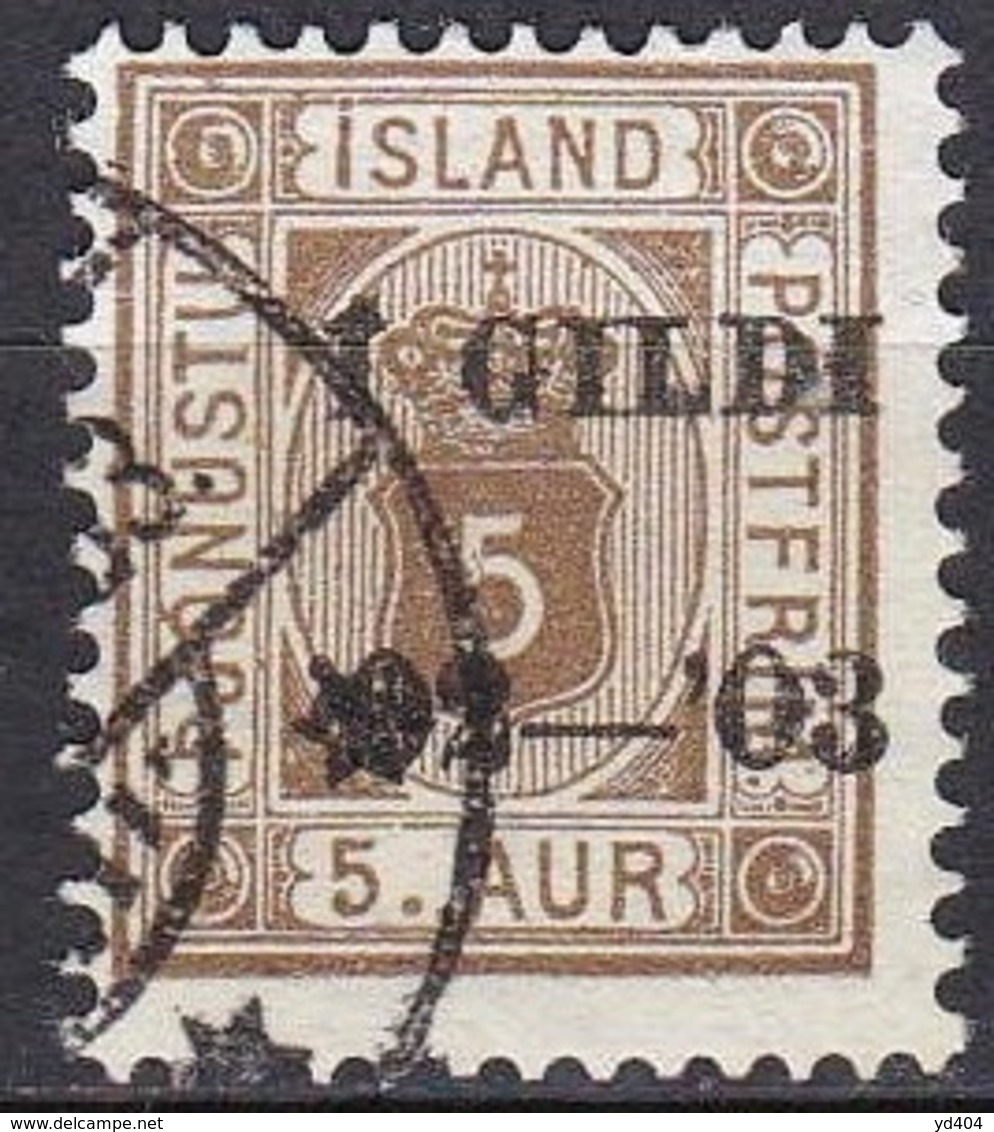 IS523 – ISLANDE – ICELAND – OFFICIAL – 1876-1901 ISSUE OVERPRINTED – MI # 12B USED 3 € - Service