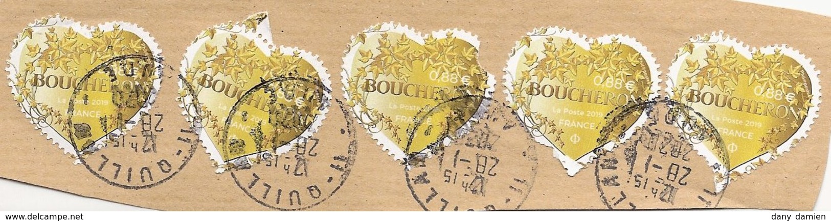 France - YT 5292 (OBLITERE) - Saint Valentin - 5 Timbres De Coeur Boucheron (2019) - Gebraucht