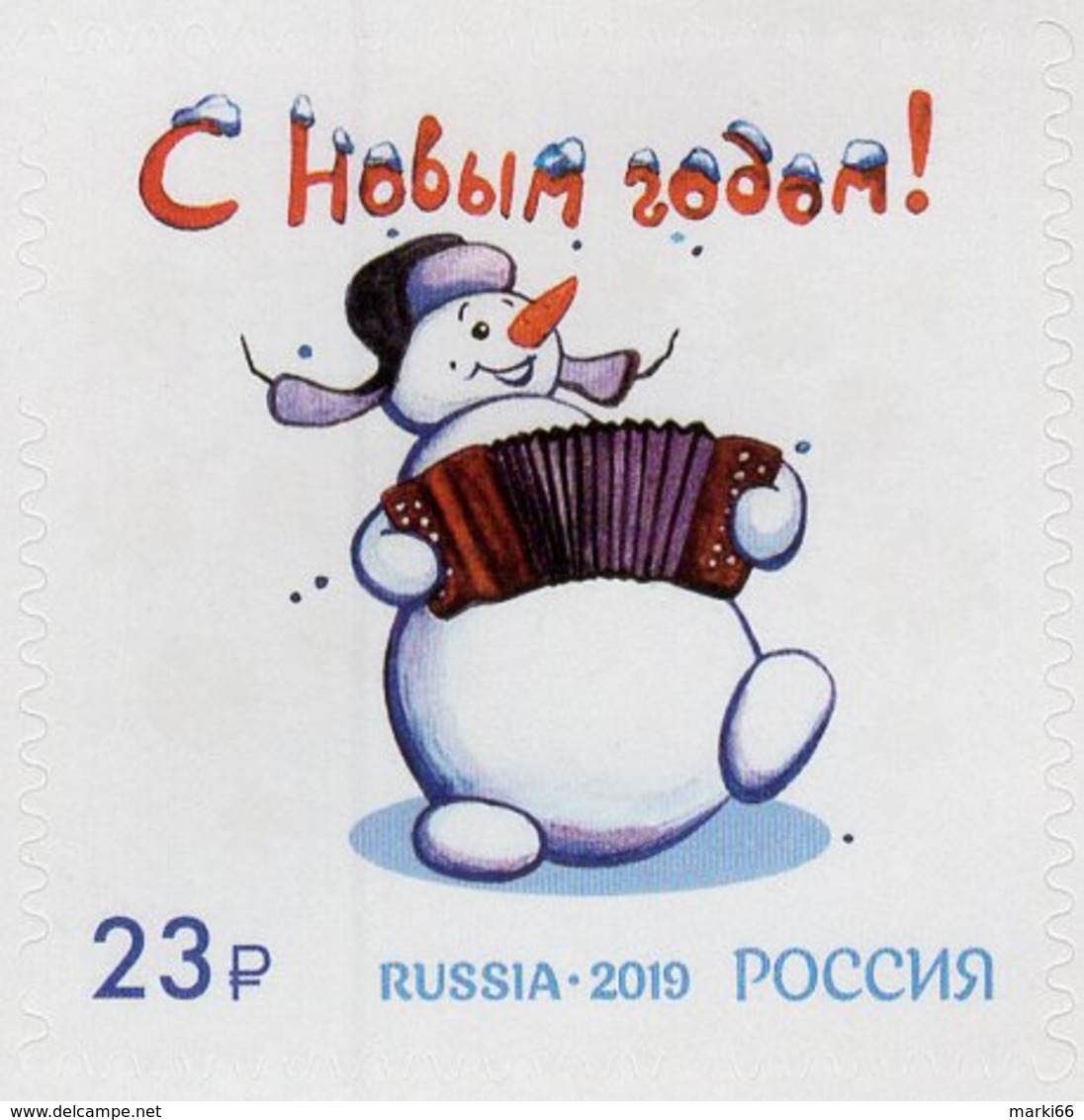 Russia - 2019 - Happy New Year - Mint Self-adhesive Stamp - Nuevos