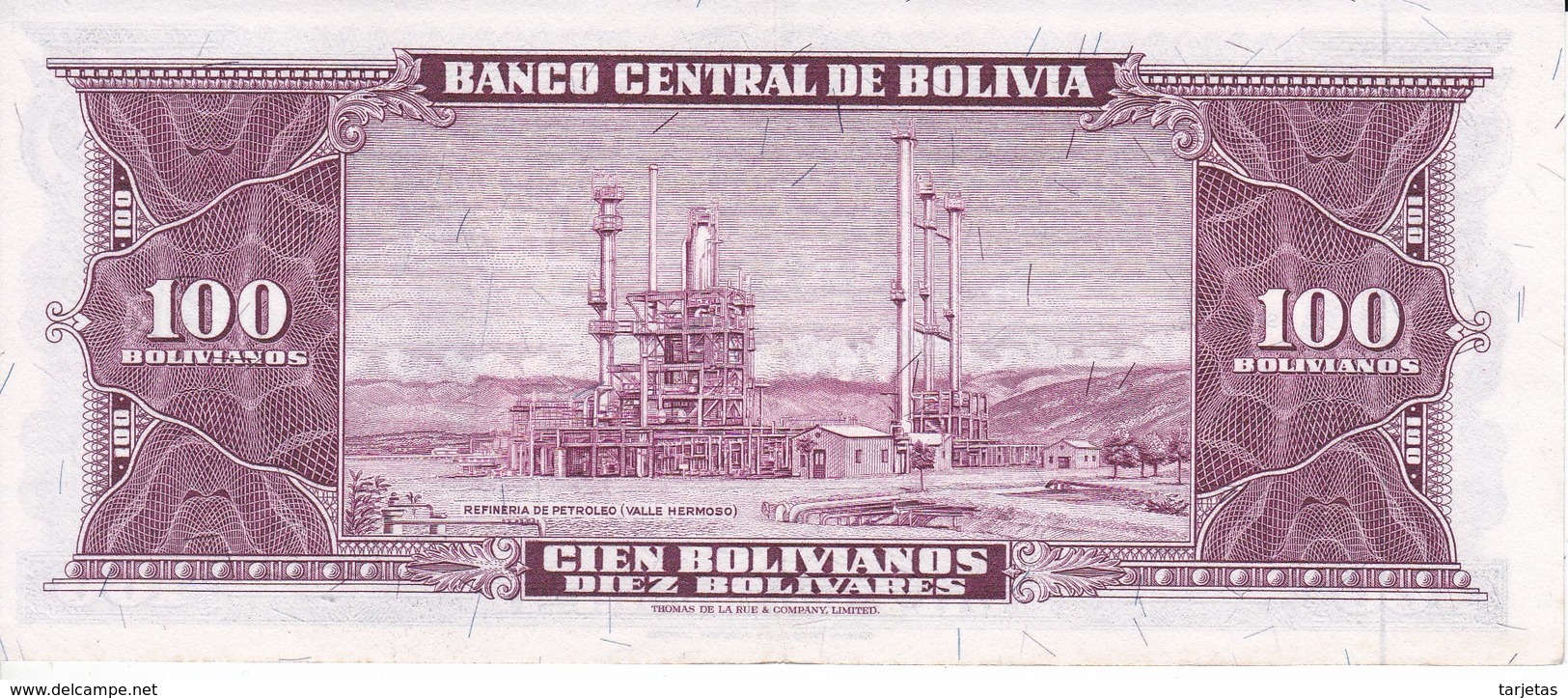 BILLETE DE BOLIVIA DE 100 BOLIVIANOS DEL AÑO 1945  SERIE D1 CALIDAD EBC (XF) (BANKNOTE) - Bolivia