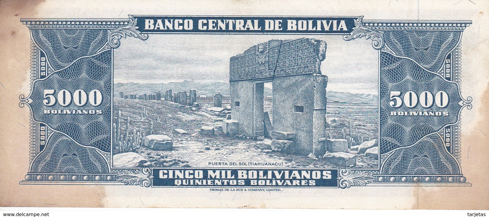 BILLETE DE BOLIVIA DE 5000 BOLIVIANOS DEL AÑO 1945 SERIE D  (BANKNOTE) - Bolivia