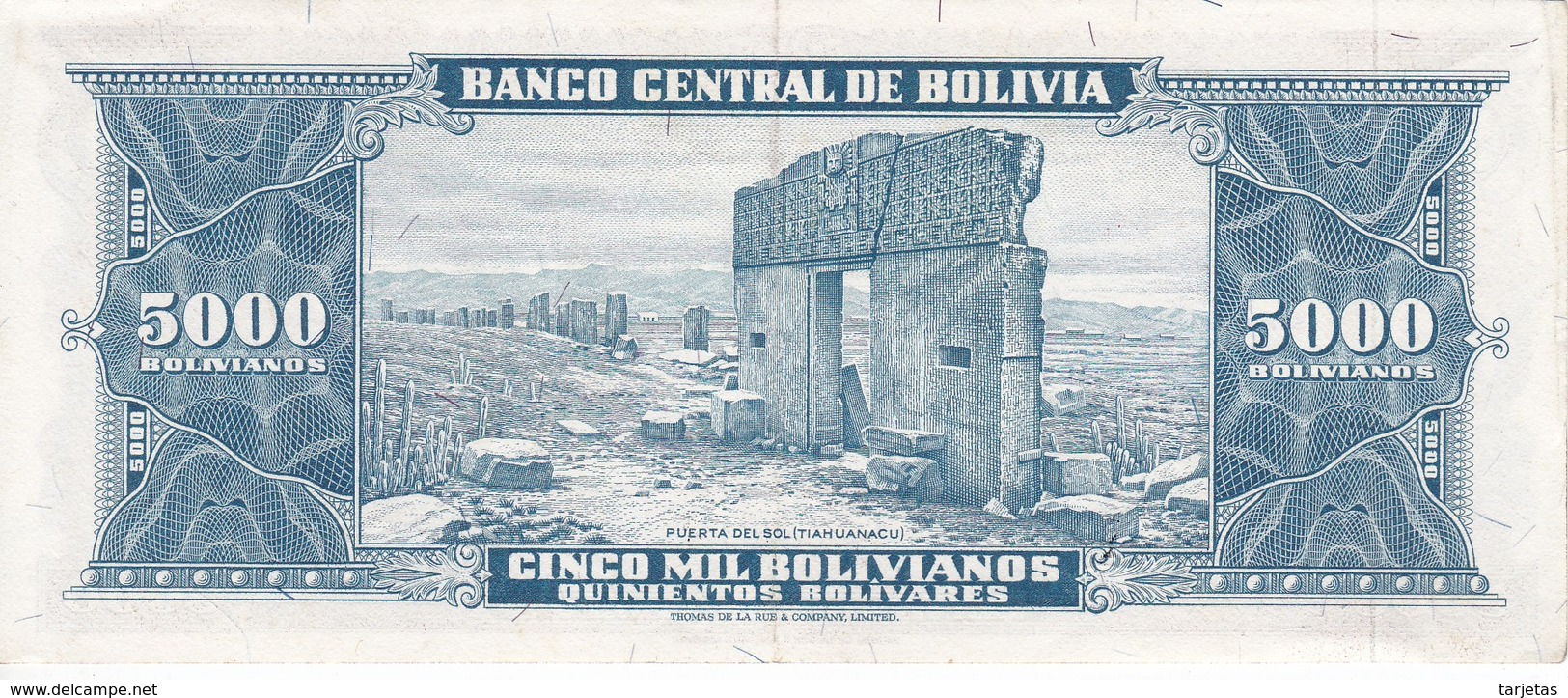 BILLETE DE BOLIVIA DE 5000 BOLIVIANOS DEL AÑO 1945 SERIE H CALIDAD EBC (XF)  (BANKNOTE) - Bolivia