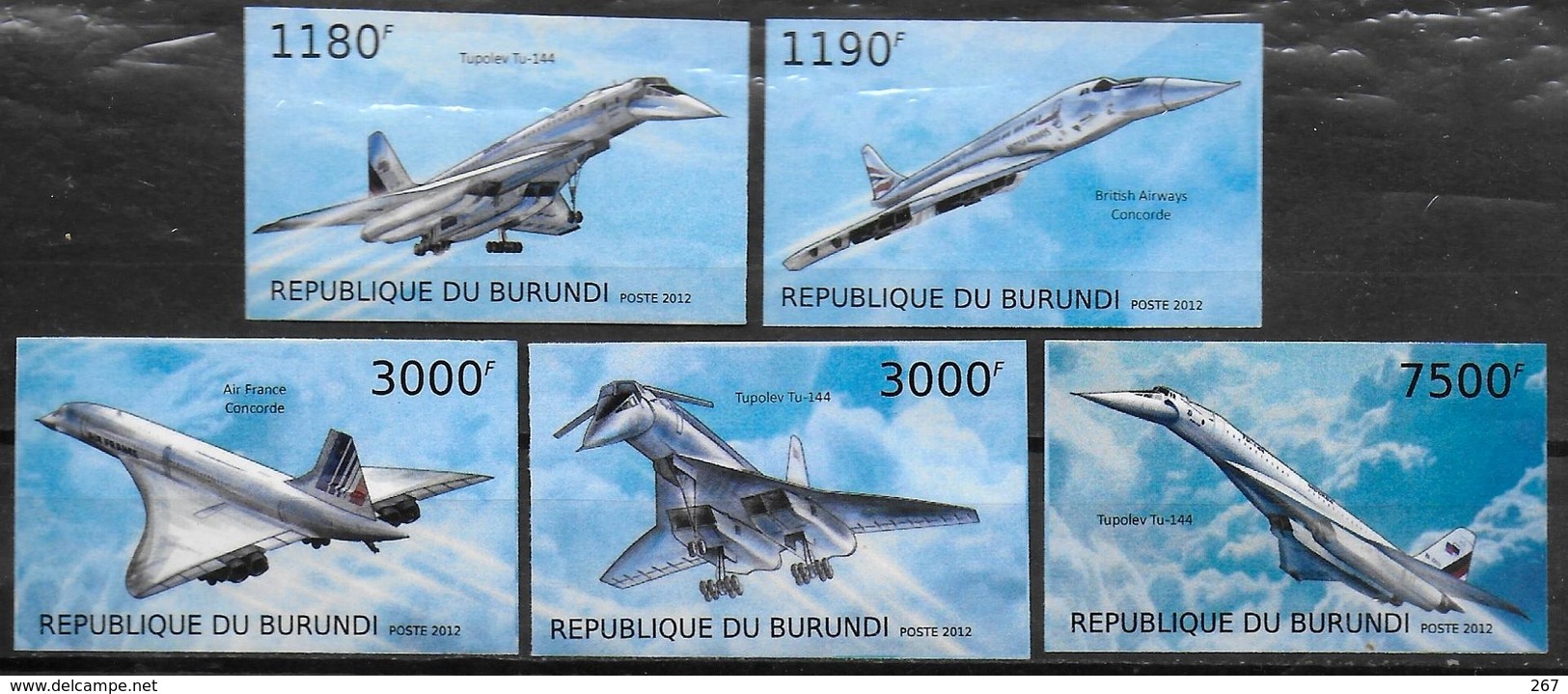 BURUNDI     N° 1878/81 BF 309 * * NON DENTELE  Avions Supersoniques Tupolev Concorde - Airplanes