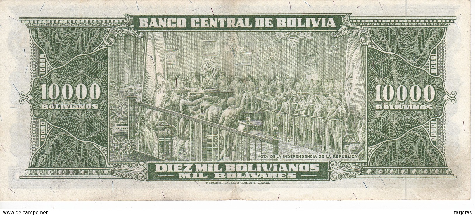 BILLETE DE BOLIVIA DE 10000 BOLIVIANOS DEL AÑO 1945 SERIE T1 CALIDAD MBC (VF)  (BANKNOTE) - Bolivia