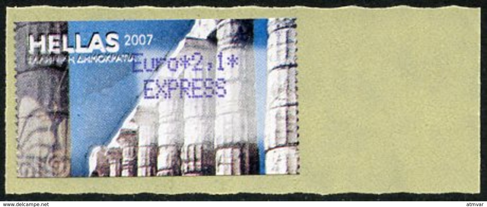 GREECE (2007) - ATM - Greek Temple Columns / Tempelsäulen / Columnas Templo Griego / Colonnes Temple - Euro 2,1 EXPRESS - Automatenmarken [ATM]