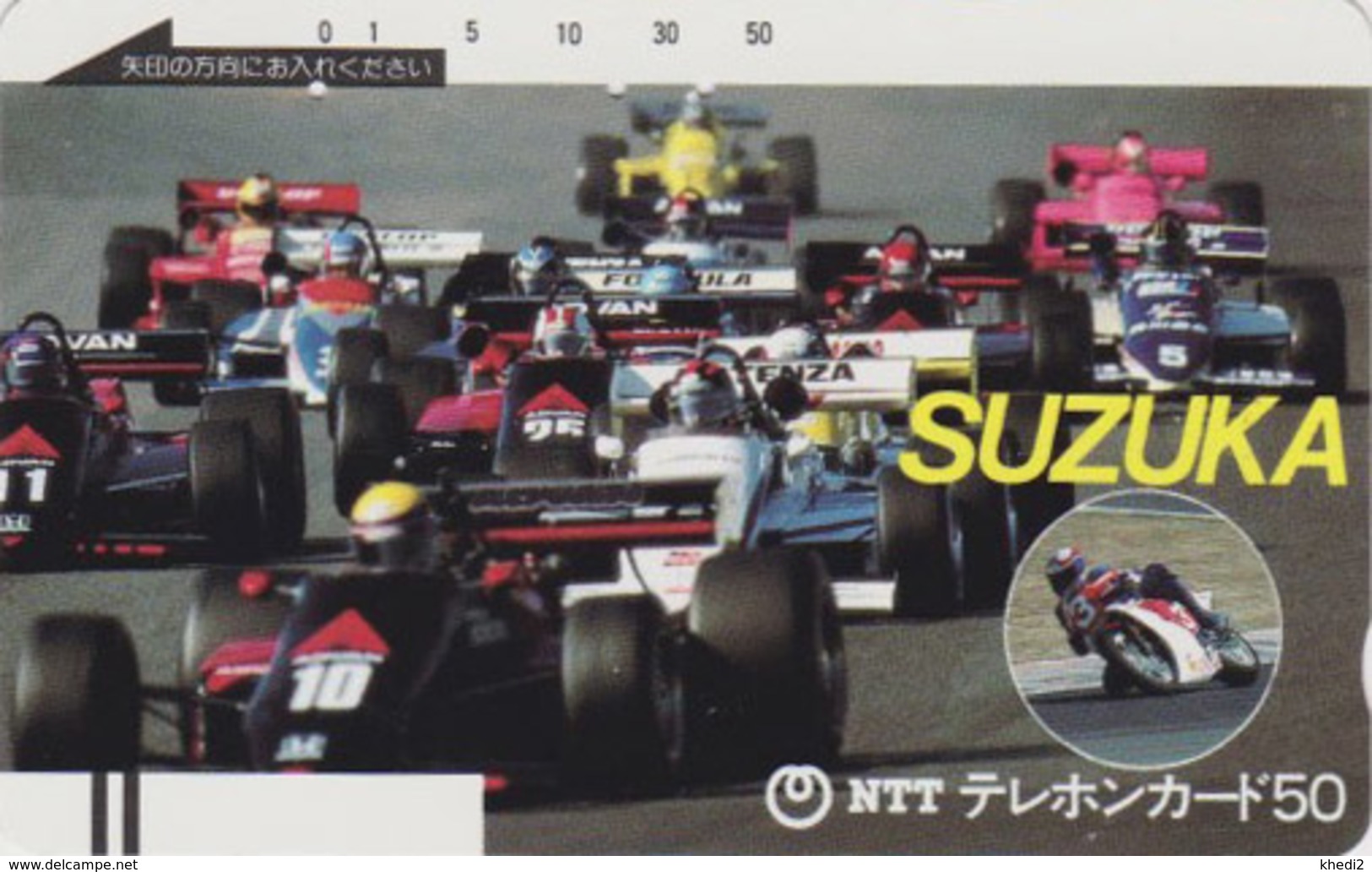 TC Ancienne JAPON / NTT 290-013 - Voiture De Course Formule 1 & MOTO / SUZUKA Circuit  - CAR JAPAN Front Bar Phonecard - Motos