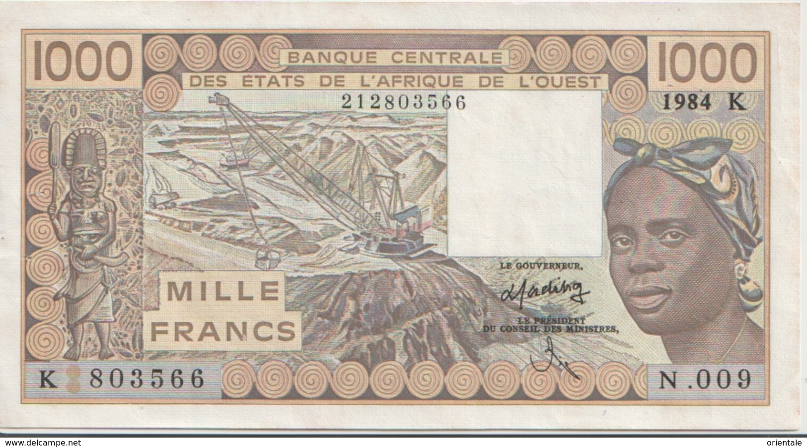 WEST AFRICAN STATES P. 707Kd 1000 F 1984 VF - Senegal