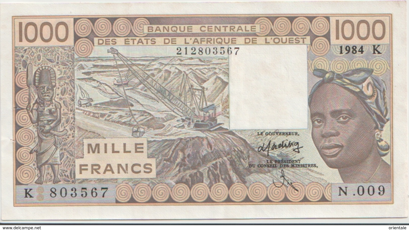 WEST AFRICAN STATES P. 707Kd 1000 F 1984 VF - Senegal