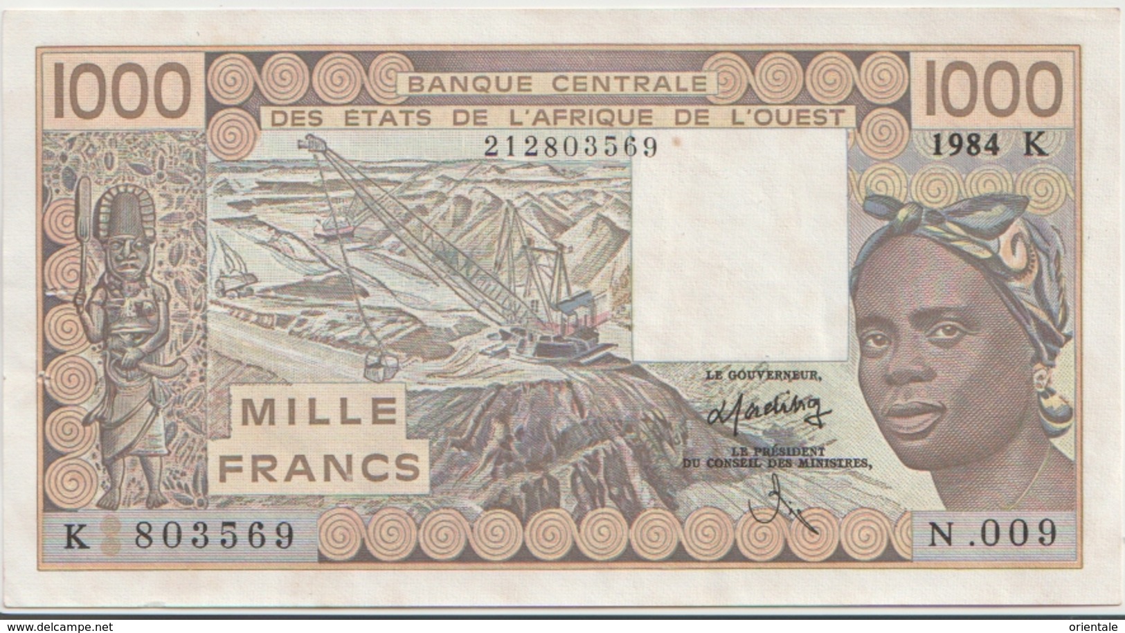 WEST AFRICAN STATES P. 707Kd 1000 F 1984 VF - Senegal