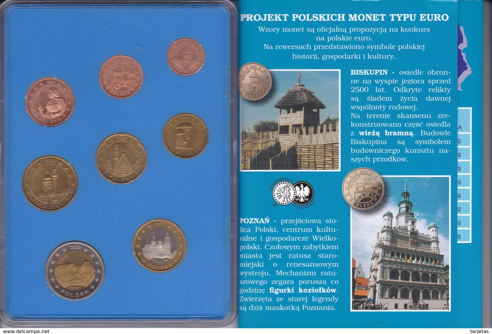 POLONIA - COLECCION DE 8 MONEDAS DE PRUEBA DE EURO DEL AÑO 2003 EN SU ESTUCHE ORIGINAL - Falkland