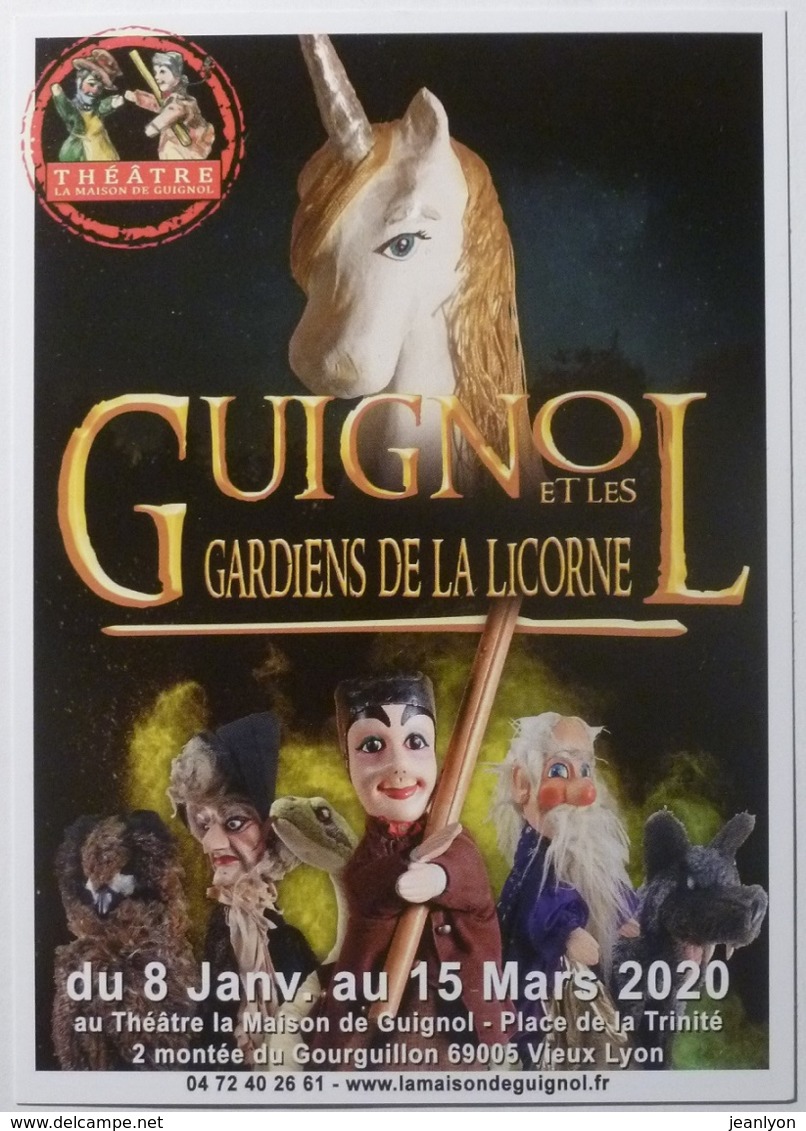 GUIGNOL DE LYON - Marionnette - Licorne / Gardiens - Carte Postale Publicitaire Spectacle Théâtre Guignol - Théâtre