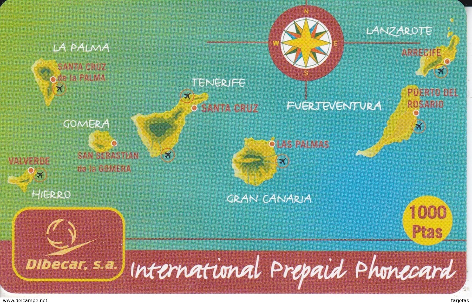 TARJETA DE ESPAÑA DE PREPAGO DE LAS ISLAS CANARIAS 1000 PTAS (SIN ACTIVAR) - Otros & Sin Clasificación