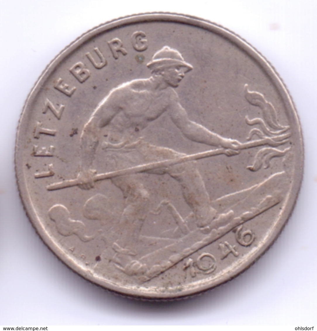 LUXEMBOURG 1946: 1 Franc, KM 46.1 - Luxemburgo