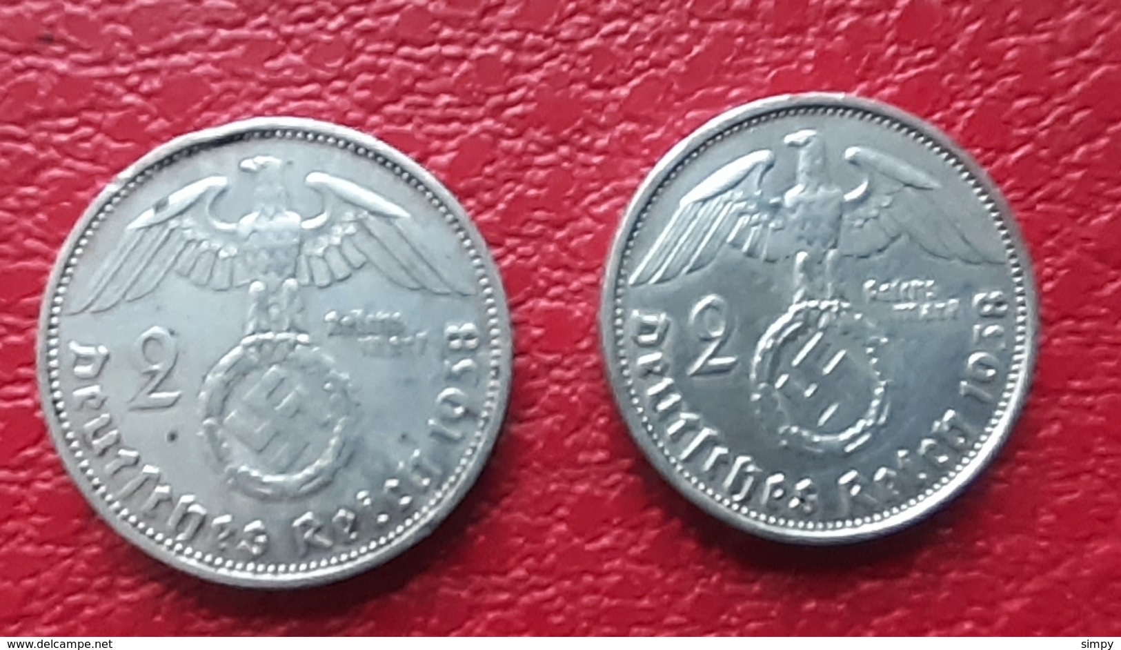 GERMANY 2 ReichMark 1938 A , 1938 B Silver Coins - 2 Reichsmark